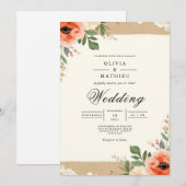 Invitation Mariage fleuri rustique (Devant / Derrière)