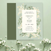 Invitation Mariage fleuri vert pastel