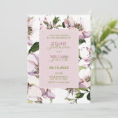 Invitation Mariage fleuri vert pourpre (Debout devant)