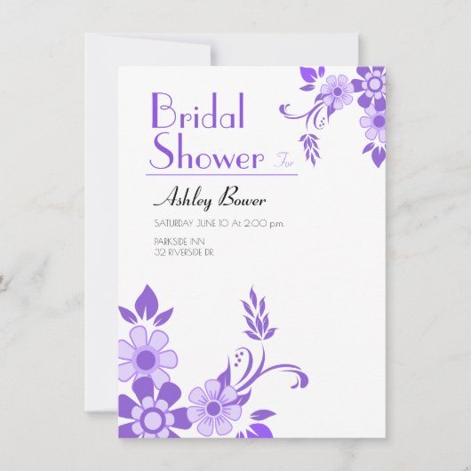 Invitation Mariage fleuri violet (Devant)