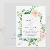 Invitation Mariage Fleurie 2b Rose et Blanc (Devant / Derrière)