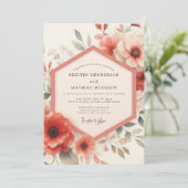 Invitation Mariage Fleurie à Fleurs de Corail (Debout devant)