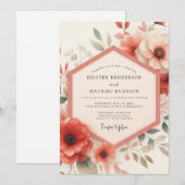 Invitation Mariage Fleurie à Fleurs de Corail (Devant / Derrière)