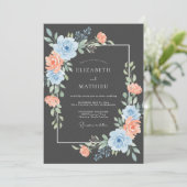 Invitation Mariage Fleurie à la Pêche Bleue (Debout devant)