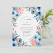 Invitation Mariage Fleurie à la Pêche Bleue (Debout devant)