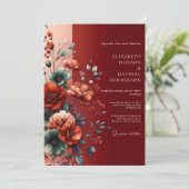 Invitation Mariage Fleurie Ambre (Debout devant)