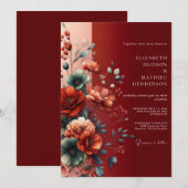 Invitation Mariage Fleurie Ambre (Devant / Derrière)