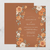 Invitation Mariage Fleurie Ambre (Devant / Derrière)