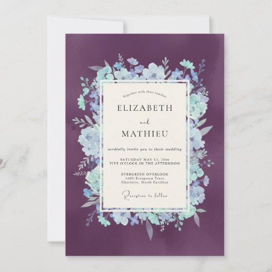 Invitation Mariage Fleurie Améthyste (Devant)