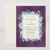 Invitation Mariage Fleurie Améthyste (Devant / Derrière)