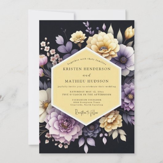 Invitation Mariage Fleurie Améthyste de Souci (Devant)