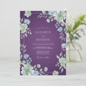 Invitation Mariage Fleurie Améthyste et Pervenche (Debout devant)