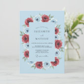 Invitation Mariage Fleurie Anémone Bleu Clair Luxuriant (Debout devant)