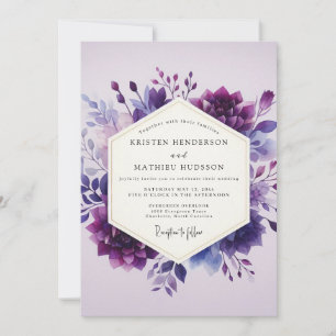 Invitation Mariage Fleurie Aquarelle Améthyste
