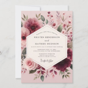Invitation Mariage Fleurie Aquarelle Mauve
