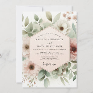 Invitation Mariage Fleurie Aquarelle Rose Pâle
