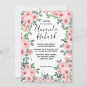 Invitation Mariage Fleurie Aquarelle Rose Pâle Magnifique (Devant)