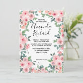 Invitation Mariage Fleurie Aquarelle Rose Pâle Magnifique (Debout devant)
