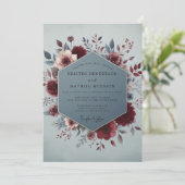 Invitation Mariage Fleurie Ardoise Claire (Debout devant)