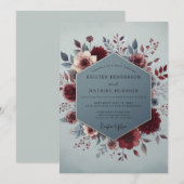 Invitation Mariage Fleurie Ardoise Claire (Devant / Derrière)