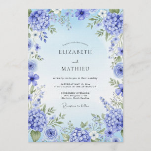 Invitation Mariage Fleurie Artistique Hydrangea Bleue