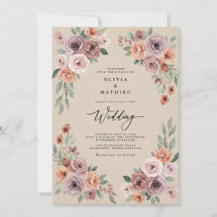 Invitation Mariage Fleurie au Lavande Poussiéreuse