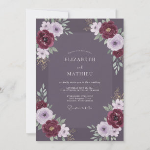 Invitation Mariage Fleurie au Vin d'Améthyste