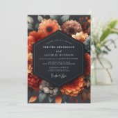 Invitation Mariage Fleurie Baroque Orange Brûlé (Debout devant)