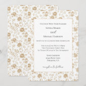 Invitation Mariage Fleurie Blanc Crème Joli (Devant / Derrière)