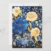 Invitation Mariage Fleurie Bleu Foncé et Or (Dos)