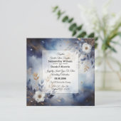 Invitation Mariage Fleurie Bleu Nuit et Or (Debout devant)