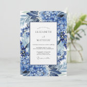 Invitation Mariage Fleurie Bleu Royal (Debout devant)
