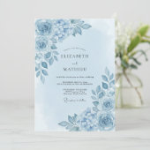Invitation Mariage Fleurie Bleue (Debout devant)