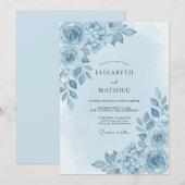 Invitation Mariage Fleurie Bleue (Devant / Derrière)