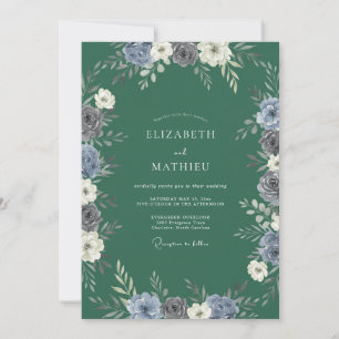 Invitation Mariage Fleurie Bleue Verte et Florissante