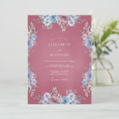 Invitation Mariage Fleurie Bleuet Baie (Debout devant)