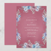 Invitation Mariage Fleurie Bleuet Baie (Devant / Derrière)