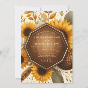 Invitation Mariage Fleurie Bois Sunflower