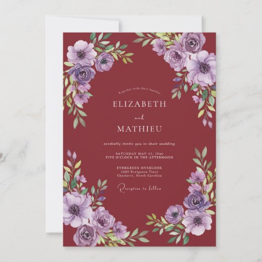 Invitation Mariage Fleurie Bordeaux (Devant)