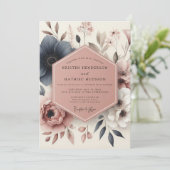 Invitation Mariage Fleurie Botanique Bleue (Debout devant)