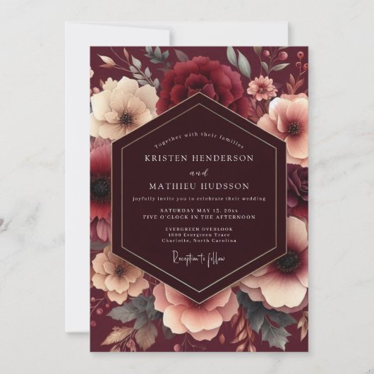 Invitation Mariage Fleurie Bourguignonne (Devant)