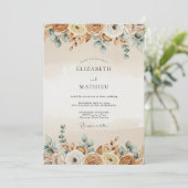 Invitation Mariage Fleurie Brun Rustique (Debout devant)