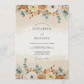 Invitation Mariage Fleurie Brun Rustique (Devant)