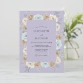 Invitation Mariage Fleurie Champagne Lilac (Debout devant)