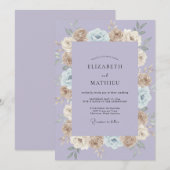 Invitation Mariage Fleurie Champagne Lilac (Devant / Derrière)