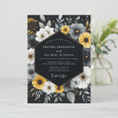 Invitation Mariage Fleurie Charbon (Debout devant)