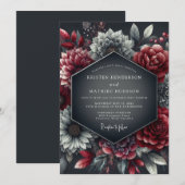 Invitation Mariage Fleurie Clair-obscur Bourgogne (Devant / Derrière)