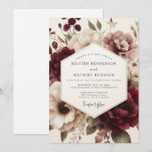 Invitation Mariage Fleurie Claret Moody (Devant / Derrière)
