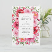 Invitation Mariage Fleurie Corail Luxuriant (Debout devant)