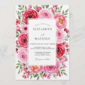Invitation Mariage Fleurie Corail Luxuriant (Devant)